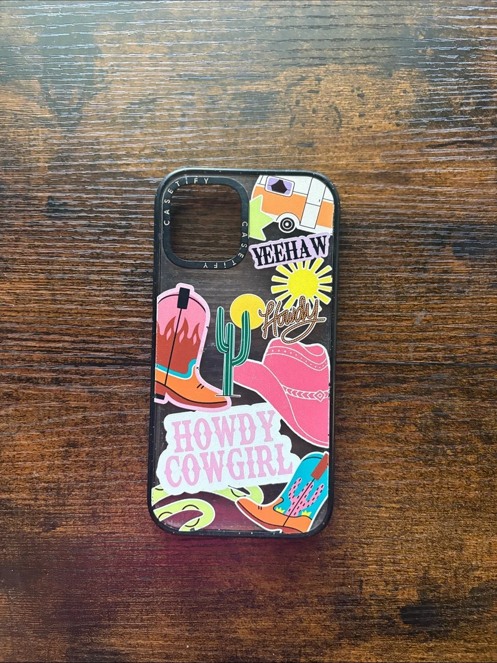 Casetify Pink & Black Howdy Cowgirl Sticker Phone Case